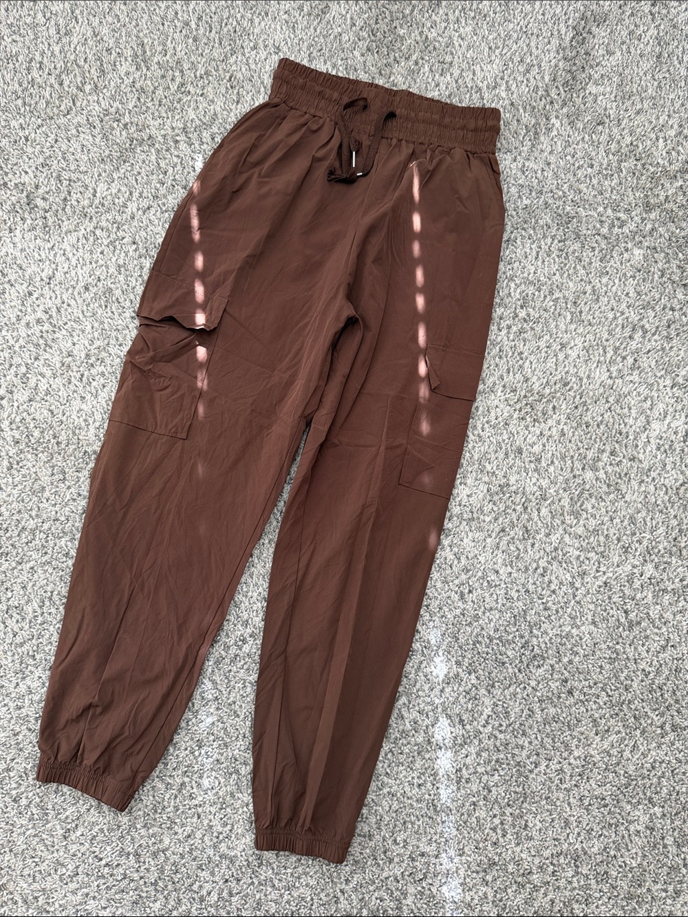 New Mix Brown Cargo Joggers with Elastic Waist & Drawstring